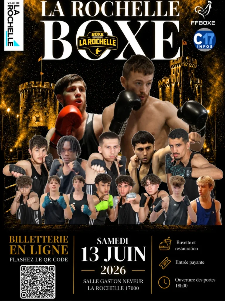 La Rochelle Boxe 2026 : soirée de gala le samedi 13 juin salle Gaston Neveur