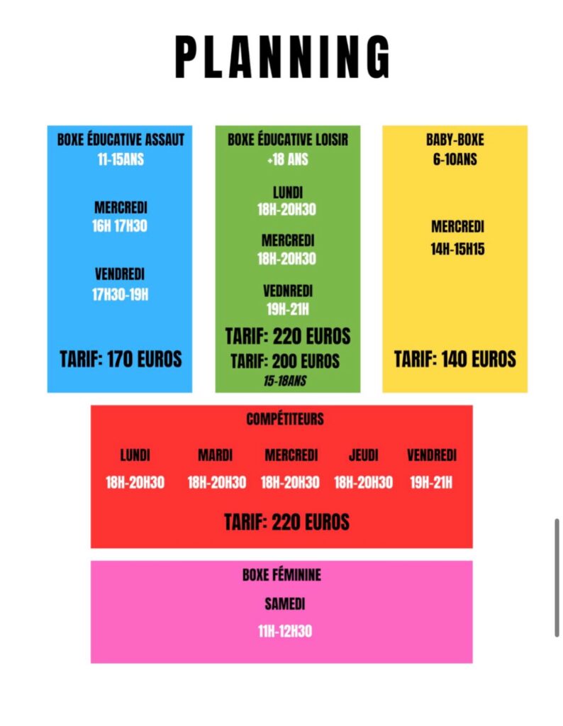 Planning du club pour la fin de saison